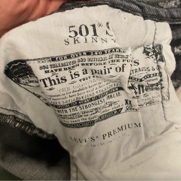 Levi’s Skinny’s s Premium 501 Crops Raw‎ Hem Dark gray - Picture 4 of 7